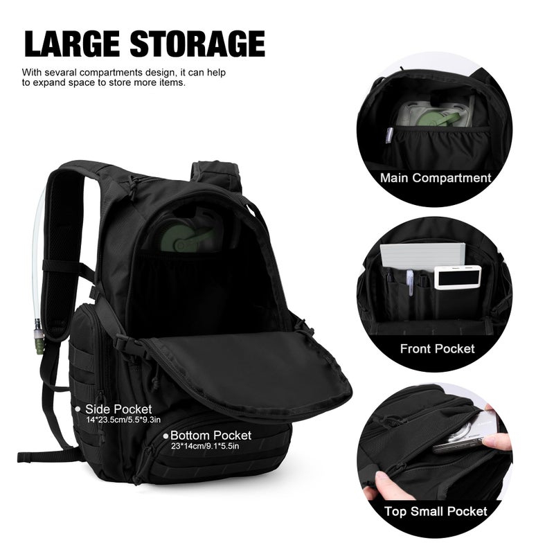 Mardingtop 25L Tactical Backpacks Molle Hiking daypacks for Camping Hiking Military Traveling Motorcycle Black - Image 4